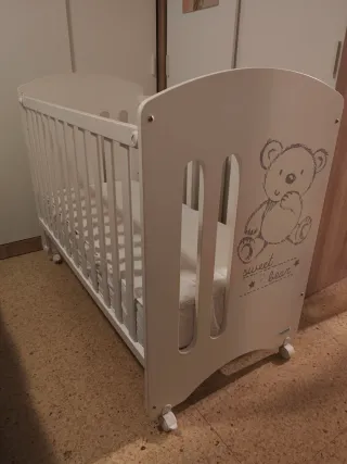 Cuna Micuna blanca con osito