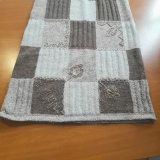 Vestito lana patchwork beige/marrone L donna