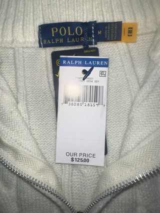 Maglione Polo Ralph Lauren Bianco Mezzo Zip