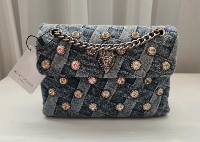 Borsa a mano Kurt Geiger in denim con decorazioni