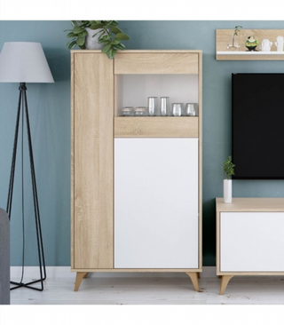 Vitrina 3 Puertas. Roble Canadian/Blanco Artik