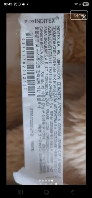 Abrigo Zara beige pelo sintético