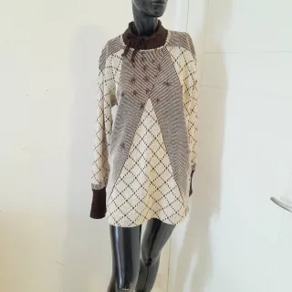 Maglia lunga invernale panna/marrone L