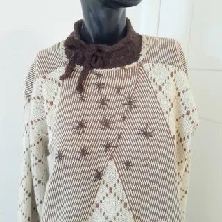 Maglia lunga invernale panna/marrone L