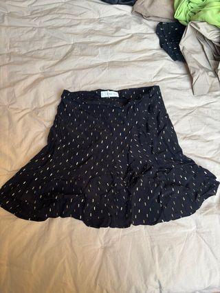 Falda Mango negra detalles dorados T.XXS