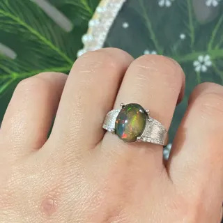 Anillo Plata Grande Ópalo Negro