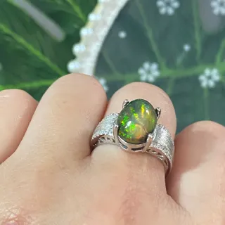 Anillo Plata Grande Ópalo Negro