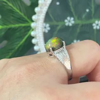 Anillo Plata Grande Ópalo Negro