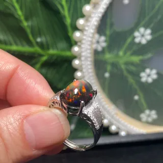 Anillo Plata Grande Ópalo Negro