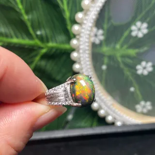 Anillo Plata Grande Ópalo Negro