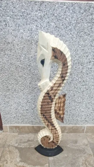 FIGURA CABALLITO DE MAR DECORATIVO, DE MADERA/TELA