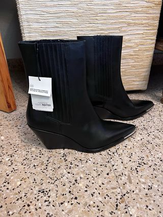 Botas Zara Piel Negras Talla 41
