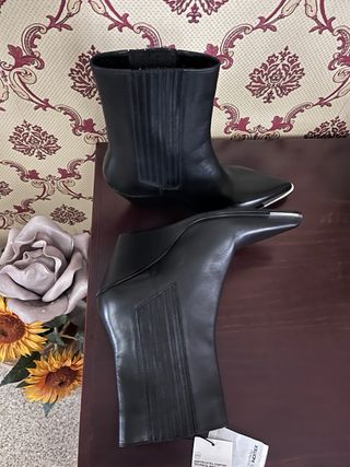 Botas Zara Piel Negras Talla 41