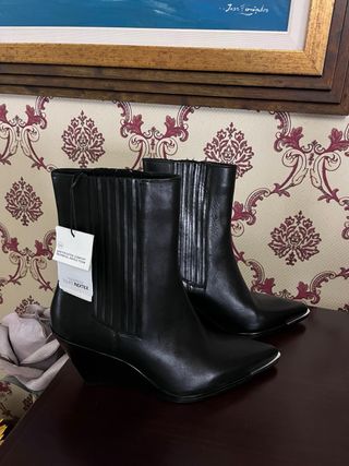 Botas Zara Piel Negras Talla 41
