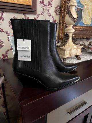 Botas Zara Piel Negras Talla 41