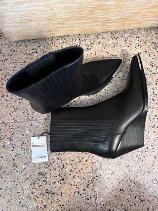 Botas Zara Piel Negras Talla 41