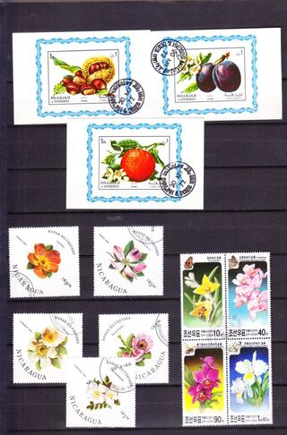 Lote sellos flores y plantas diversos países