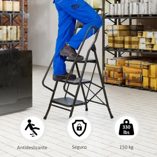 Escalera Plegable 3 Peldaños con Bolsa Herramienta