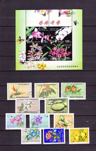 Lote sellos flores y plantas diversos países