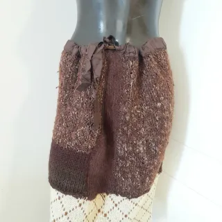 Gonna invernale lana e maglia M/L panna/marrone