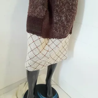 Gonna invernale lana e maglia M/L panna/marrone