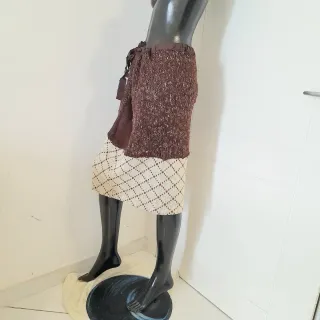 Gonna invernale lana e maglia M/L panna/marrone