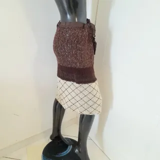 Gonna invernale lana e maglia M/L panna/marrone