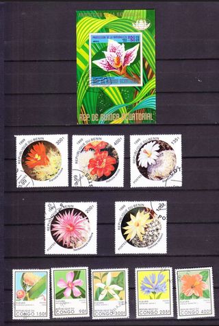 Lote sellos flores y plantas diversos países