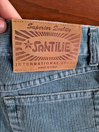 Pantaloni vintage coste verdi donna taglia 42 (28)