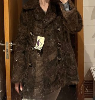 Abrigo pelo natural marrón talla S