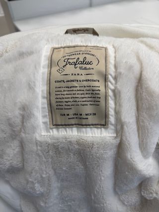 Plumífero Blanco Zara Talla M