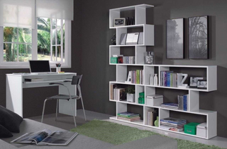 Estantería Baja Zig Zag. Blanco Brillo