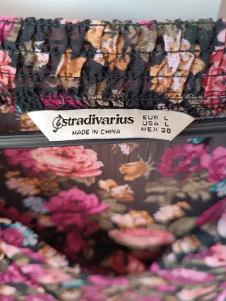 Vestido floral negro y rosa talla L