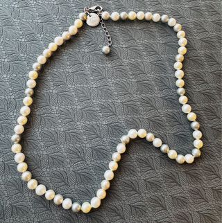 Collar perlas Dada Burma plata y blanco