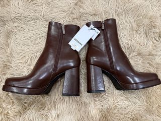 Botines Bershka tacón plataforma marrones talla 36