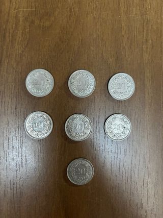 7 Monete Svizzere 20 Rappen