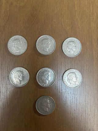 7 Monete Svizzere 20 Rappen