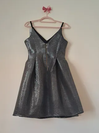 Vestido fiesta plateado brillante