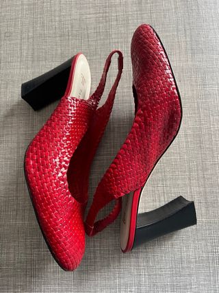 Sandalias Farrutx Rojas Tejidas Tacón