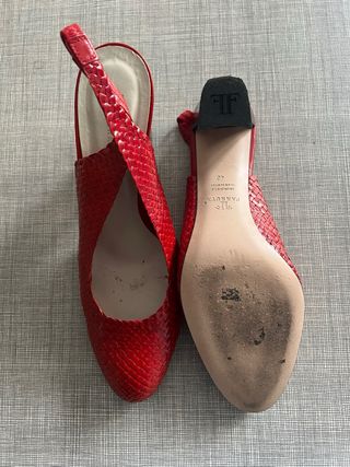 Sandalias Farrutx Rojas Tejidas Tacón