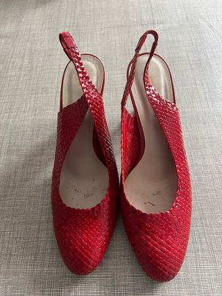 Sandalias Farrutx Rojas Tejidas Tacón