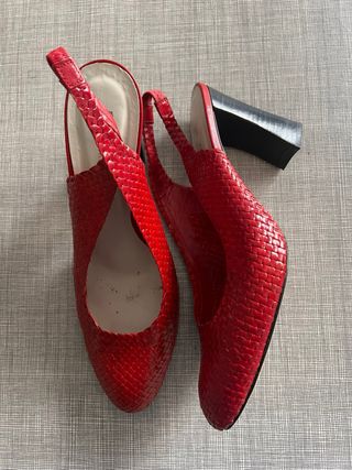 Sandalias Farrutx Rojas Tejidas Tacón