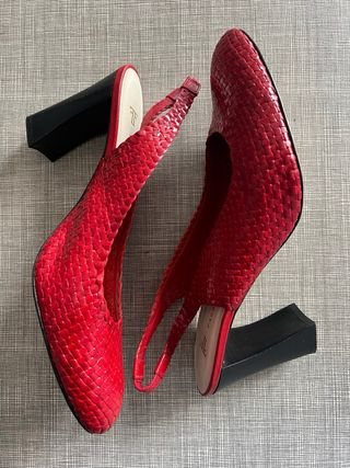 Sandalias Farrutx Rojas Tejidas Tacón