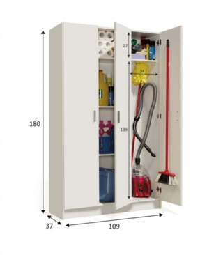 Armario Multiusos Escobero 3 Puertas. Blanco