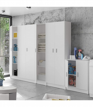 Armario Multiusos Escobero 3 Puertas. Blanco