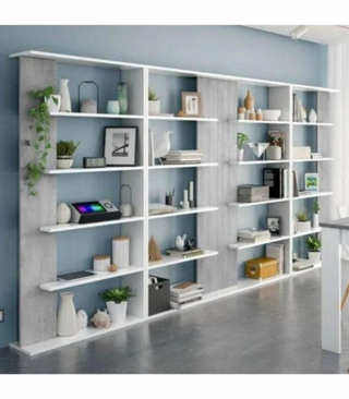 Estantería 5 Baldas. Blanco Artik/Cemento