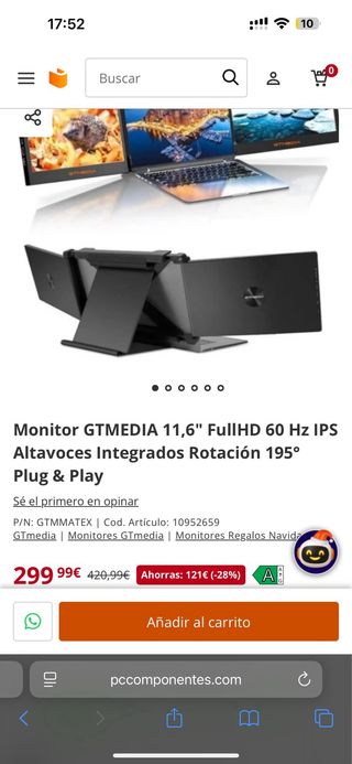 Monitor Portátil GTMedia Mate X Doble Pantalla