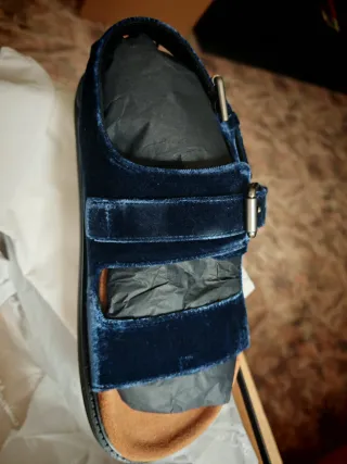 Sandalias Massimo Dutti Azul Terciopelo