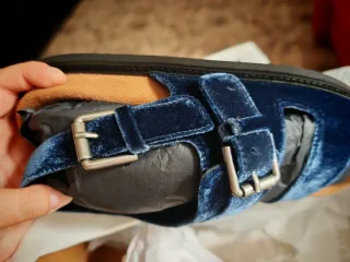 Sandalias Massimo Dutti Azul Terciopelo