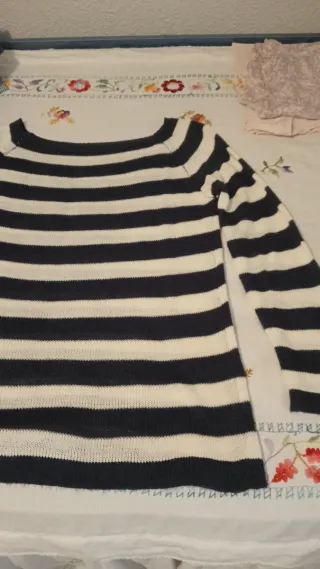 Jersey de lana rayas azul y blanco